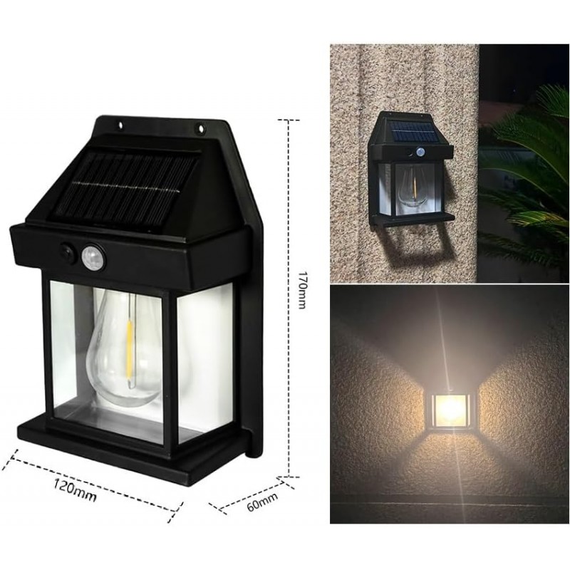 Solar Tungsten Wall Light, Outdoor Solar Induction Tungsten Wire Warm Light Wall Lamp, IP65 Waterproof Solar Security Light,