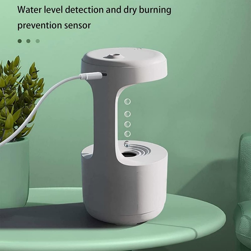 Humidificateur De Gouttelettes D'Eau Anti-Gravité De 800 Ml,Brumisateur à Ultrasons Avec éCran Led,Gouttes D'Eau En LéVitation