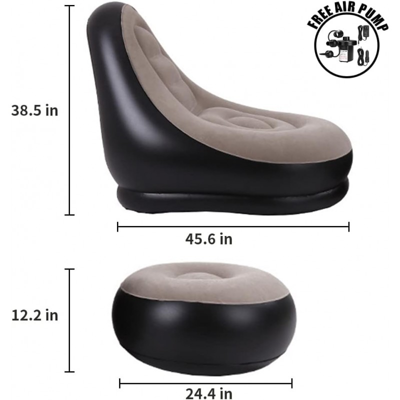 Chaise longue gonflable avec pompe à air domestique, canapé pour salon, chambre à coucher, voyage, camping, pique-nique