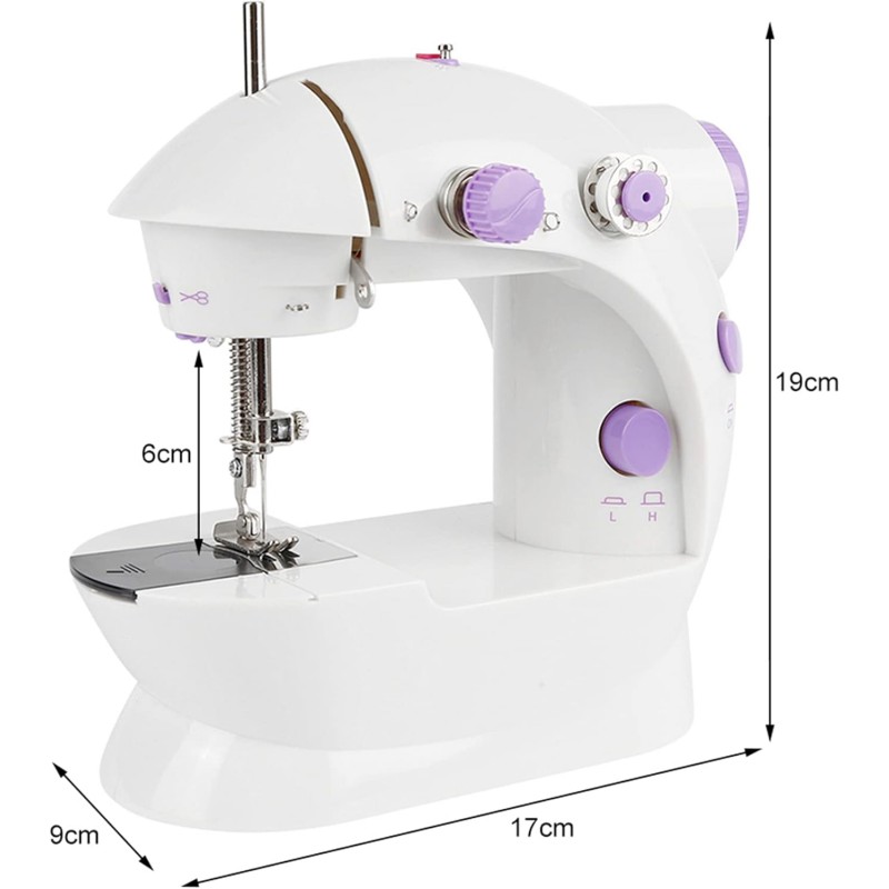 Machine à Coudre électronique, Mini Machine à Coudre Portable, avec Pédale, Semi-automatique, Fil unique-Aiguille double-Machine