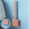 Ensemble brosse WC en silicone et support de salle de bain, manche en plastique TPR antidérapant et poils en silicone souple,