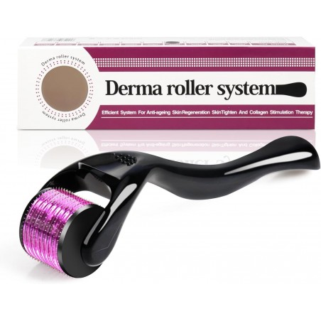 Derma Roller - Aiguilles 0,5 mm - 540 micro-aiguilles en titane pour le visage, la croissance des poils de barbe et les