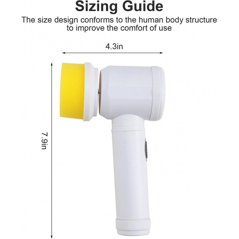 GMtes Épurateur à Rotation électrique, Outil de Nettoyage Domestique Brosse de Nettoyage électrique avec 3 têtes de Brosse de